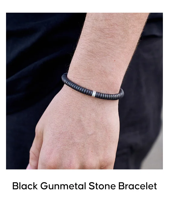 Black Gunmetal Stone Bracelet