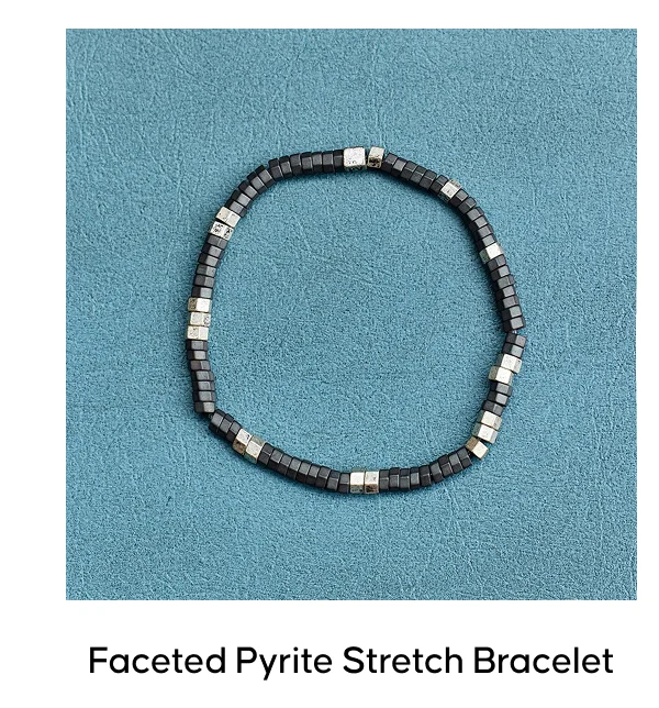 Faceted Pyrite Stretch Bracelet