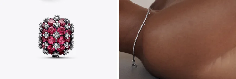Sparkling Pavé Round Pink Charm