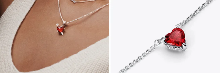 Sparkling Heart Halo Pendant Collier Necklace