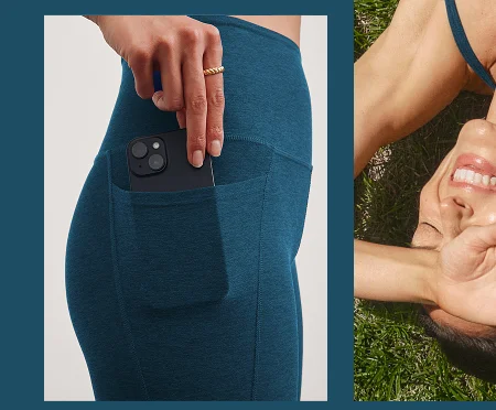 Spacedye Out Of Pocket High Waisted Midi Legging in Blue Gem Heather