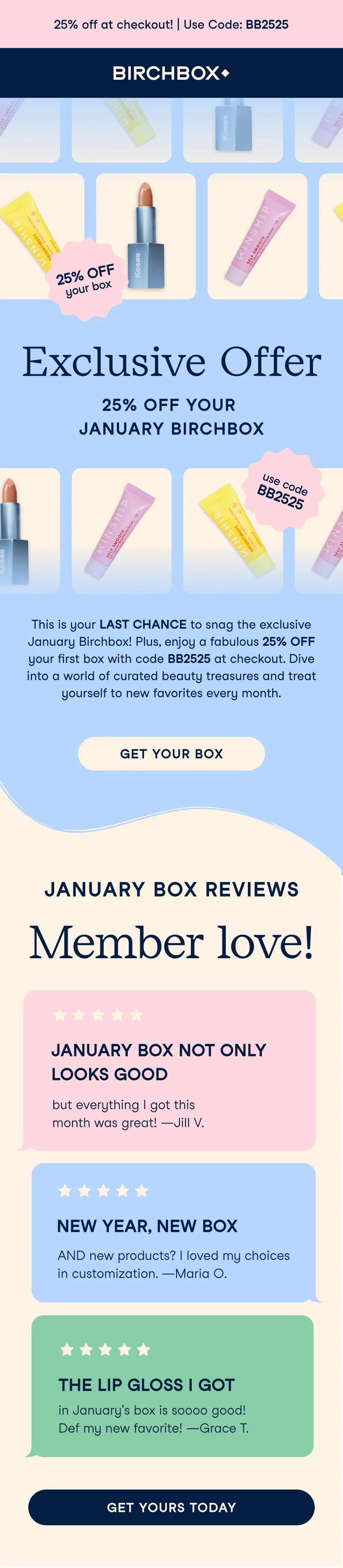 25 percent off your first box!