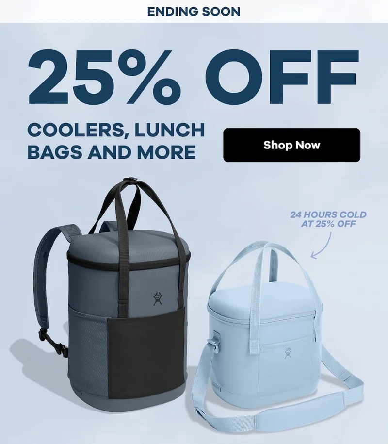 ENDING SOON 25% OFF COOLERS, LUNCH BAGS AND MORE | Shop Now