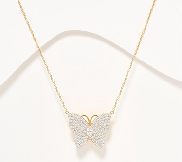 Diamonique x Jennifer Miller Pave Butterfly Necklace, Sterling Silver