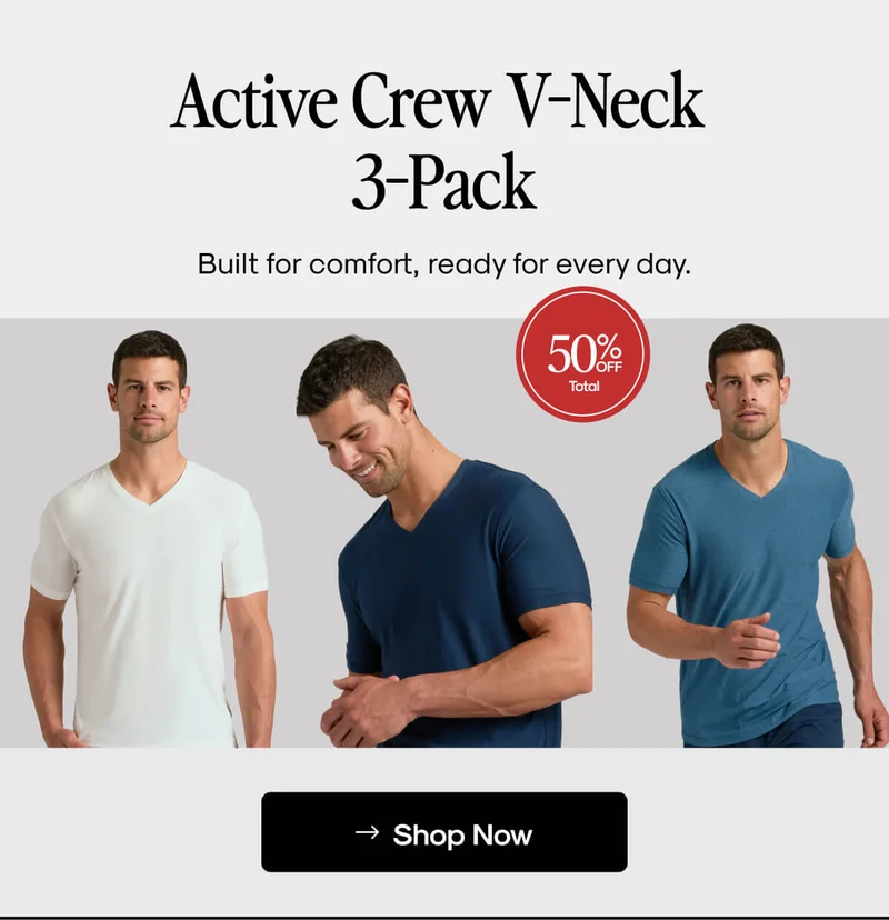 Active Crew V Neck (3-Pack)