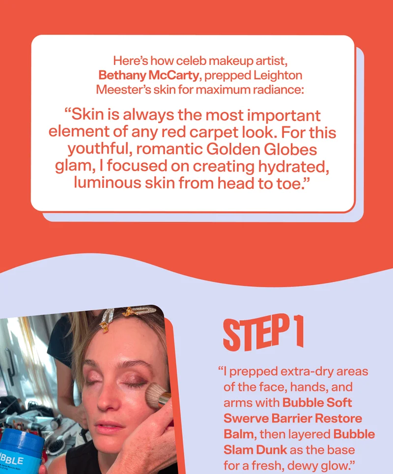 Here’s how celeb makeup artist, Bethany McCarty, prepped Leighton Meester’s skin for maximum radiance: