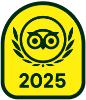 Image Description: A yellow Travelers’ Choice Awards 2025 logo.