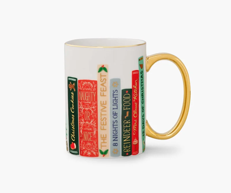 Image of Holiday Porcelain Mug - Festive Book Club