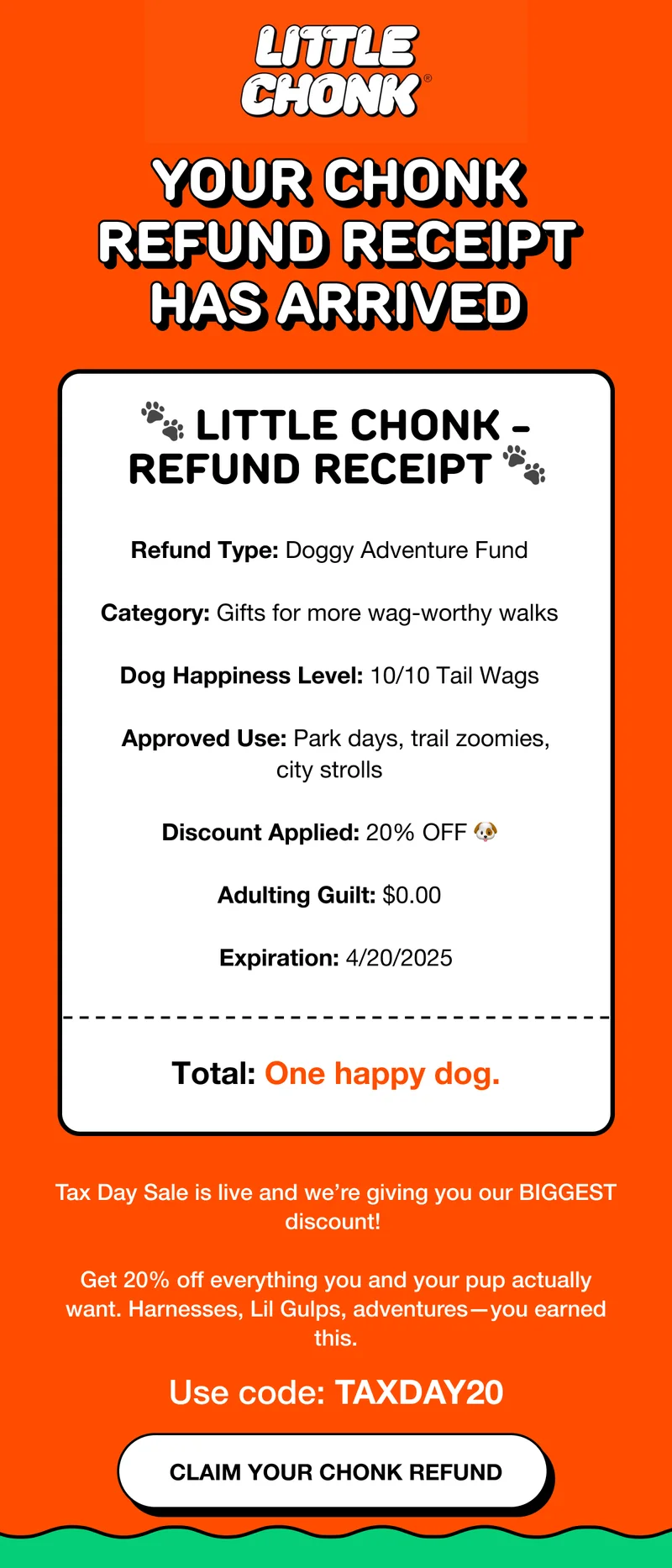 YOUR CHONK REFUND RECEIPT HAS ARRIVED