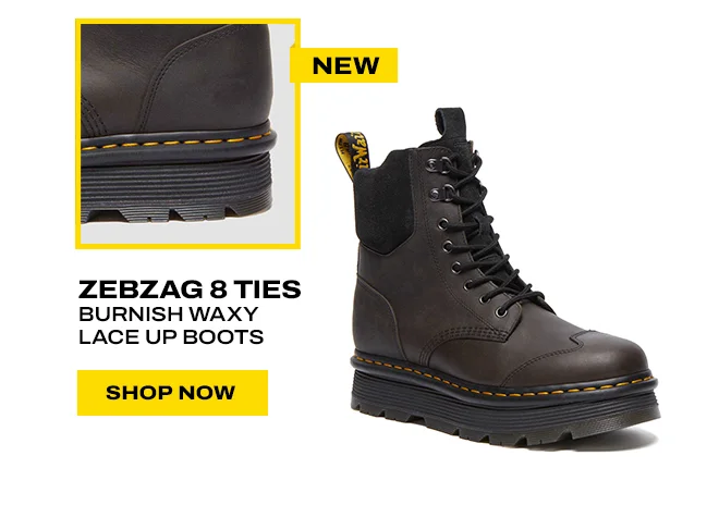 Zebzag 8 Ties Burnish Waxy Lace Up Boots
