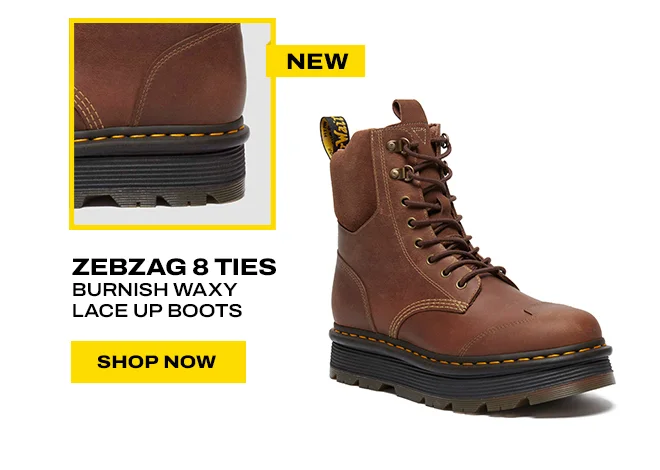 Zebzag 8 Ties Burnish Waxy Lace Up Boots