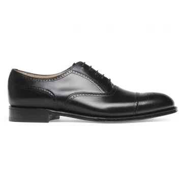 Kelmarsh R Oxford Semi Brogue in Black Calf Leather | Rubber Sole