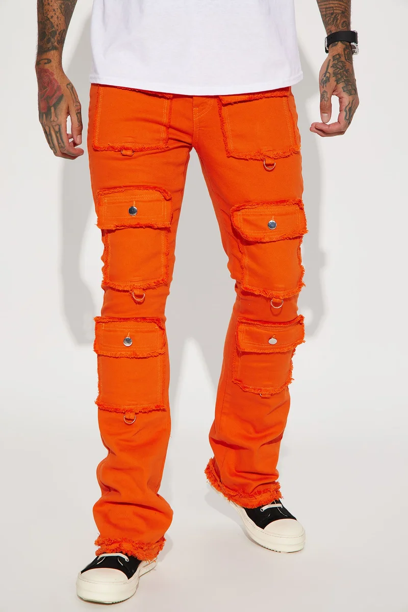 Image of Fit Check Stacked Skinny Flared Pants - Orange