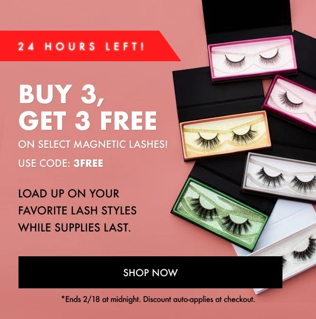 24 Hours Left - Buy 3 & Get 3 Free On Selected Magnetic Lashes! Use Code: 3FREE - SHOP NOW