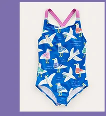 Cross-back Printed Swimsuit - Directoire Blue Seagulls