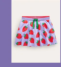 Printed Jersey Skort - Parma Violet Strawberries