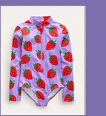 Long-sleeved Swimsuit - Violet Tulip Strawberries