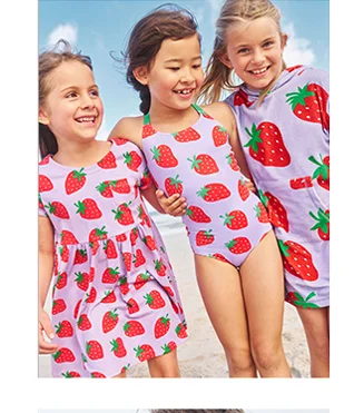 Cross-back Printed Swimsuit - Violet Tulip Strawberries