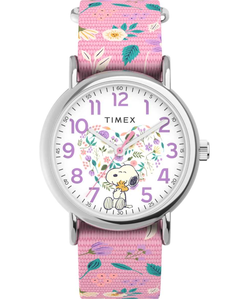 Image of Timex Weekender x Peanuts In Bloom 38mm Fabric Strap Watch