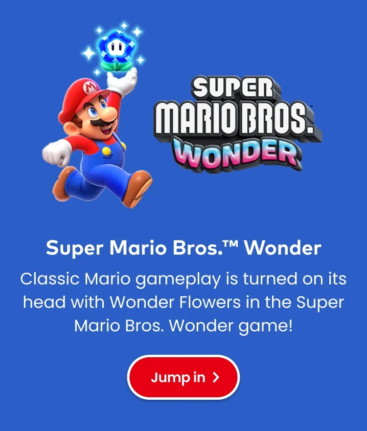 Super Mario Bros. Wonder. Classic Mario gameplay is turned on its head with Wonder Flowers in the Super Mario Bros. Wonder game! Jump in!