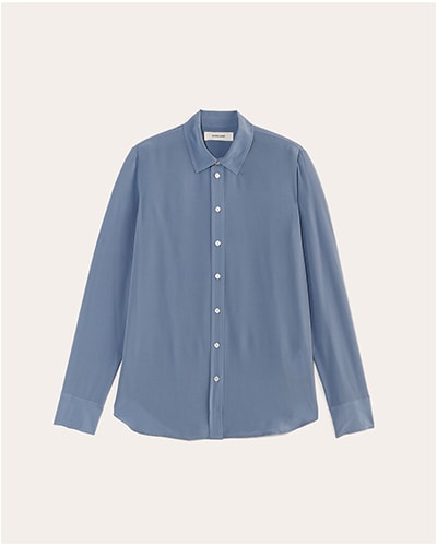 [Image]The Must-Have Shirt in Washable Silk | French Blue