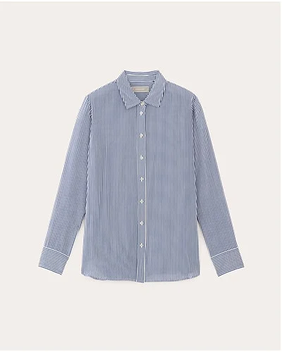 [Image] The Must-Have Shirt in Washable Silk | Blue / White