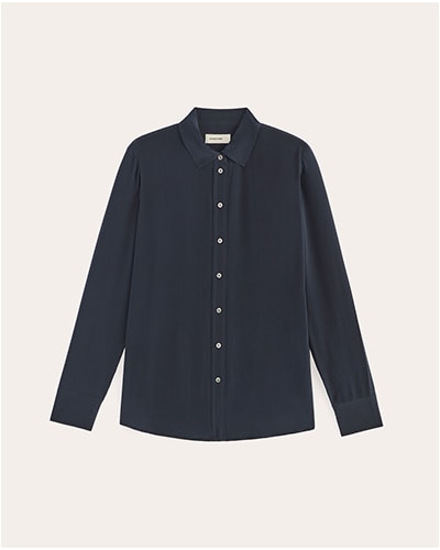 [Image] The Must-Have Shirt in Washable Silk | Navy