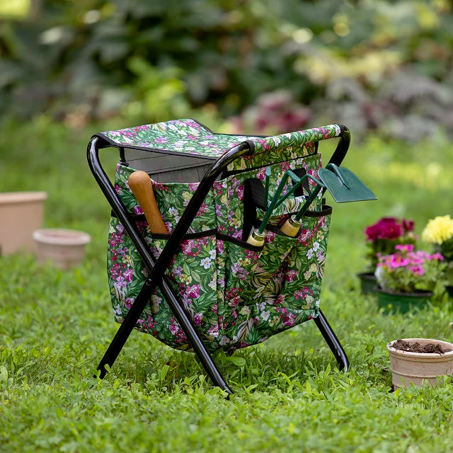 Blooming Floral Gardener's Tool Seat