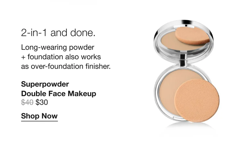 2-in-1 and done. Long-wearing powder and foundation also works as over-foundation finisher. Superpower Double Face Makeup $30 Shop Now