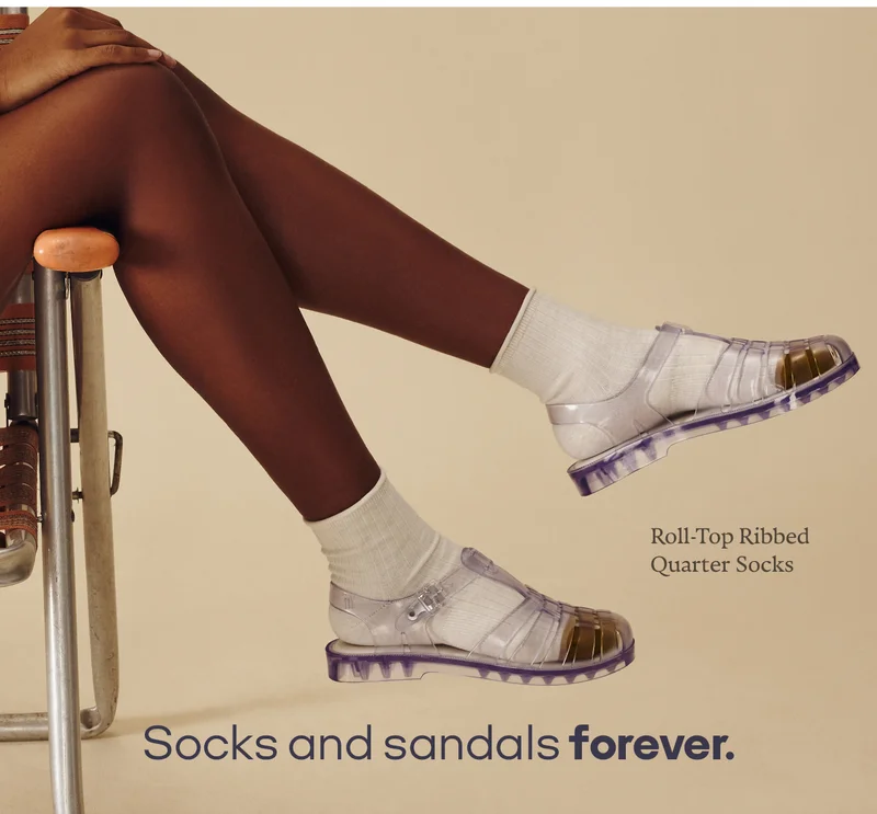 Roll-Top Ribbed Quarter Socks | Socks and sandals forever.