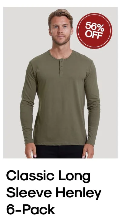 Classic Long Sleeve Henley 6-Pack