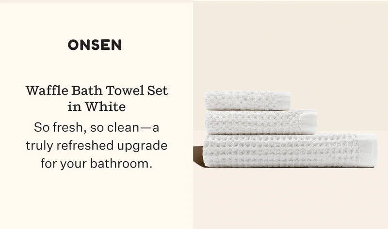 Onsen Waffle Bath Towel Set in White So fresh, so clean—a truly refreshed upgrade for your bathroom.