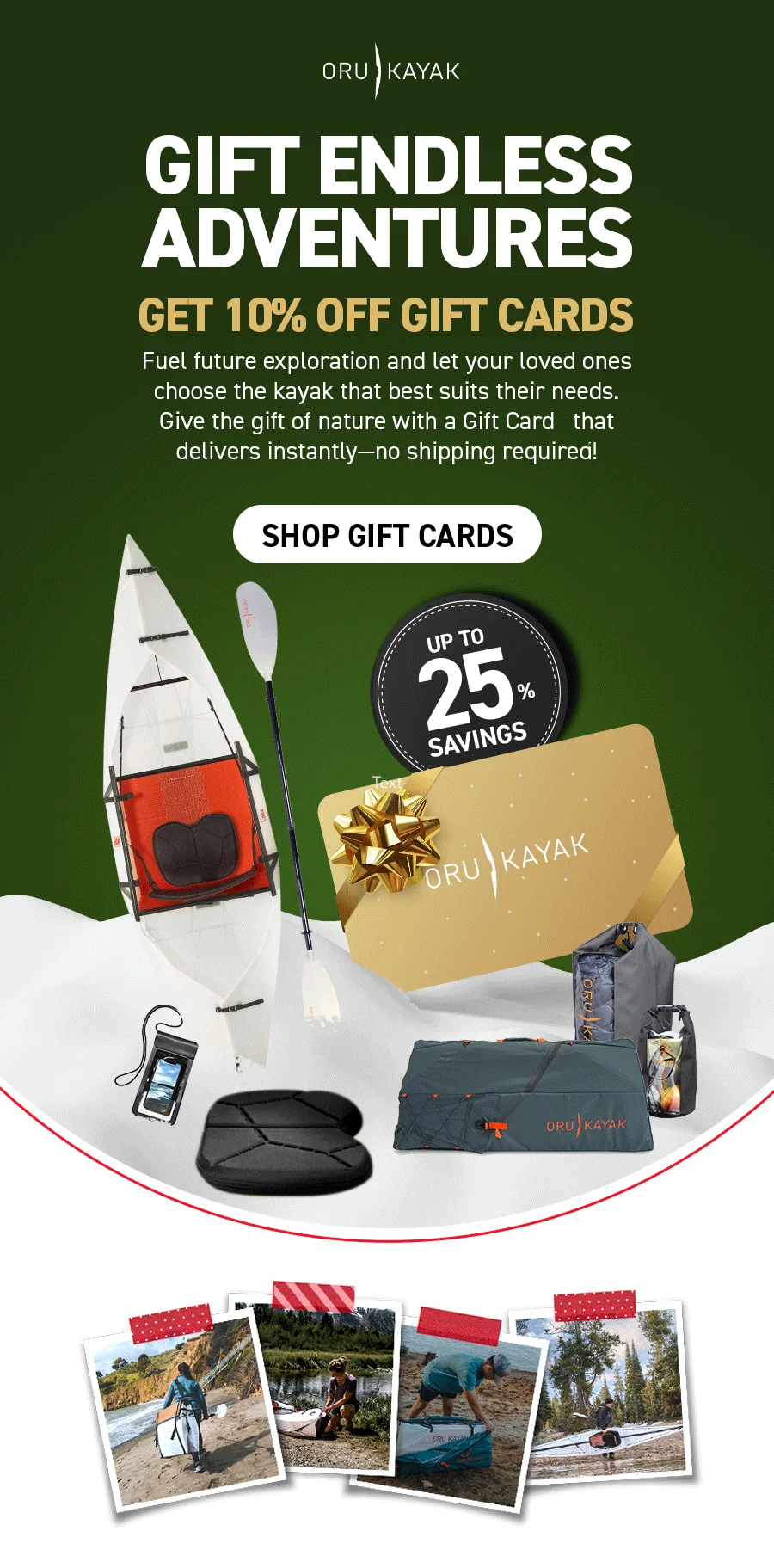 Gift endless adventures! Save 10% on gift card purchases!