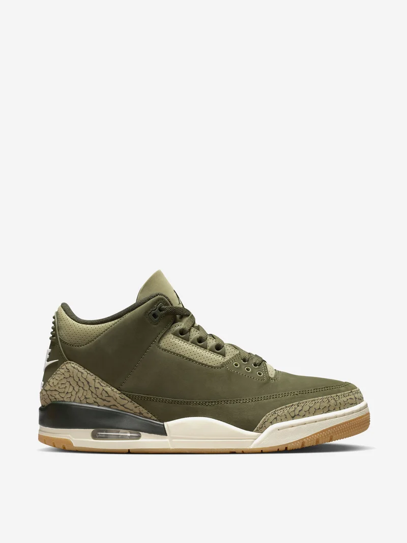 Image of Air Jordan 3 Retro - Medium Olive/Sequoia-Neutral Olive-Sail-Total Crimson