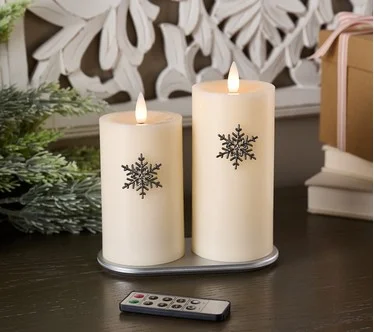 Home Bliss S/2 Flameless Rechargeable Pillar with Charms