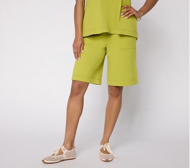 LOGO Lounge by Lori Goldstein Petite Seamed Long Shorts