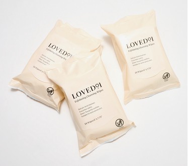 Loved01 Choice of Exfoliating or Soothing Wipes Trio