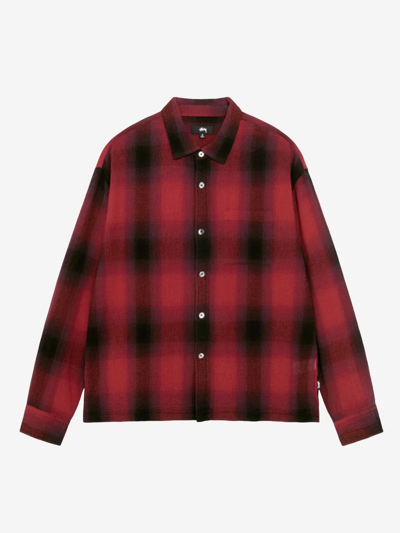 Image of Stussy Loose Weave Plaid Shirt - Red