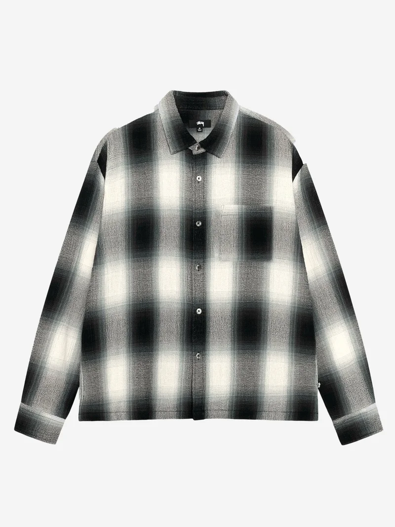 Image of Stussy Loose Weave Plaid Shirt - Grey