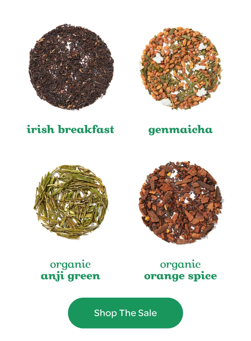 Irish breakfast, Genmaicha, Organic anji green, Organic orange spice - Shop The Sale