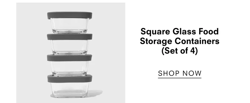 Square Glass Food Storage Containers (Set of 4)