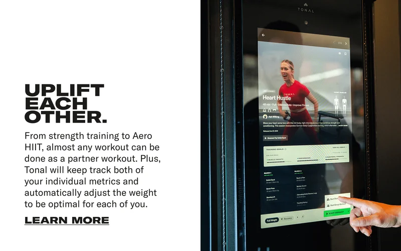 UPLIFT EACH OTHER.From strength training to Aero HIIT, almost any workout can be done as a partner workout. Plus, Tonal will keep track both of your individual metrics and automatically adjust the weight to be optimal for each of you.