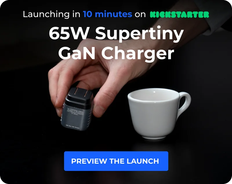 Launching in 10 minutes on Kickstarter 65W Supertiny GaN Charger