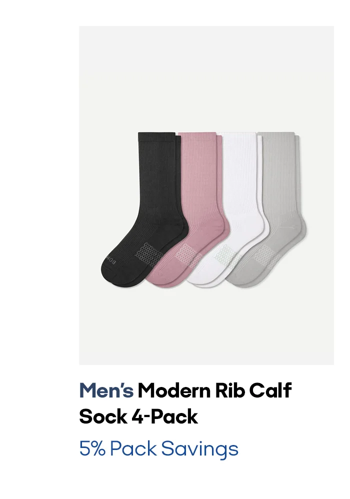 Men's Modern Rib Calf Sock 4-Pack  5% Pack Savings