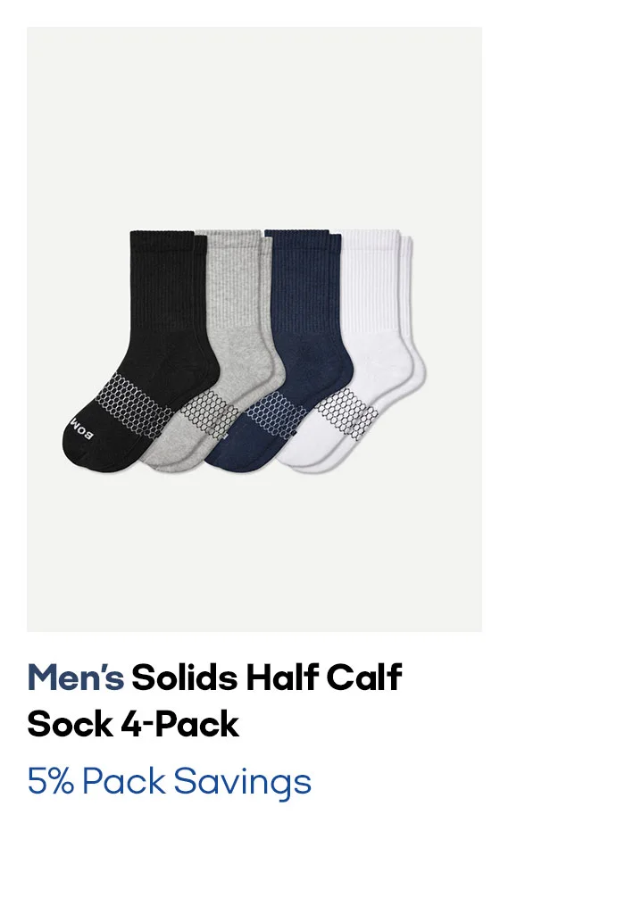Men's Solids Half Calf Sock 4-Pack 5% Pack Savings