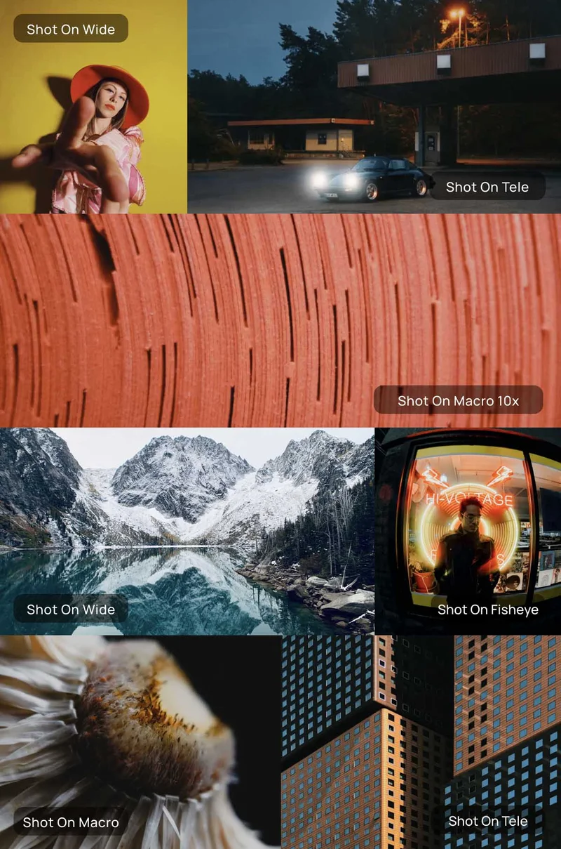 Example images shot on moment lenses with identifying marks of which image was shot with which lens.