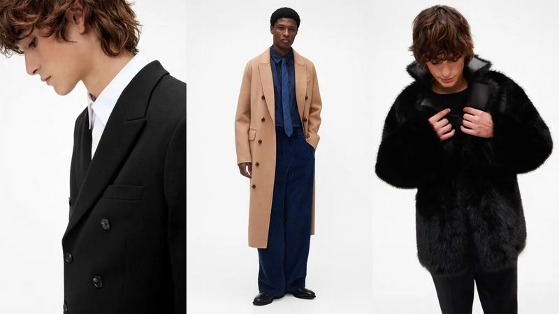 Triptych of models wearing menswear from the November 2025 GapStudio drop.