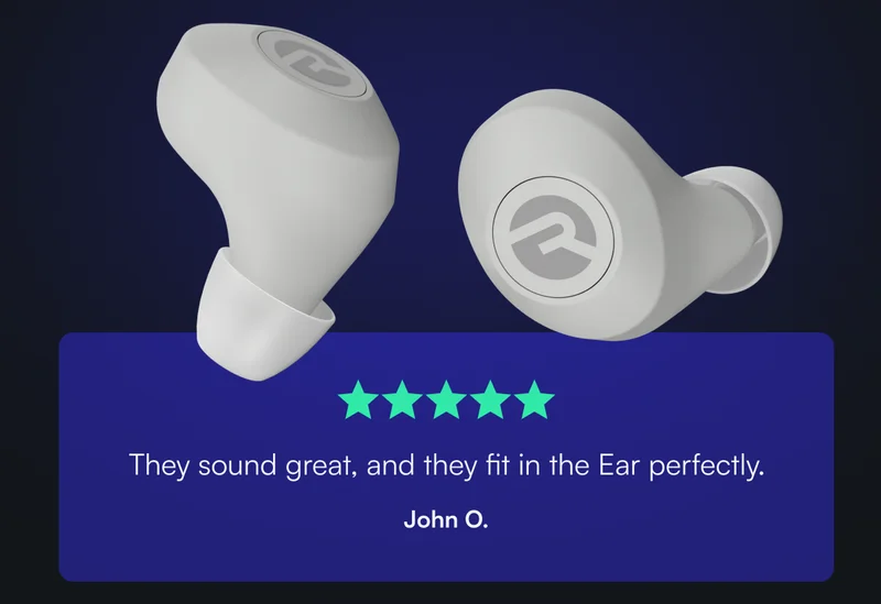 ⭐️⭐️⭐️⭐️⭐️ "They sound great, and they fit in the Ear perfectly." - John O.