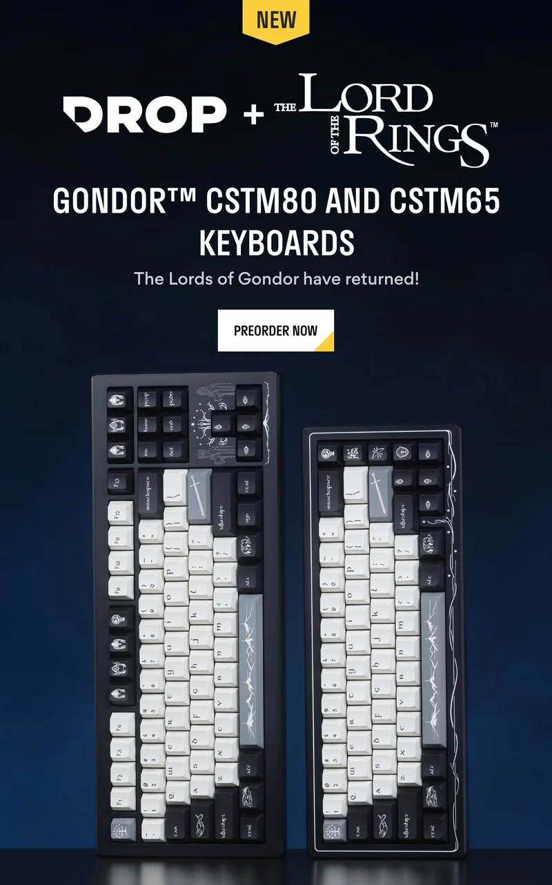 Drop + The Lord of the Rings™ Gondor CSTM80 & CSTM65 Keyboards (& Cases) Drop + The Lord of the Rings™ Gondor CSTM80 & CSTM65 Keyboards (& Cases)