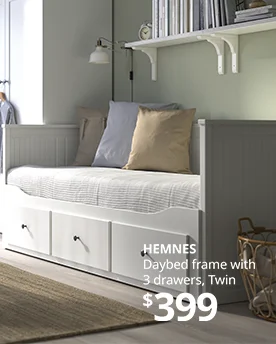 White daybed with storage